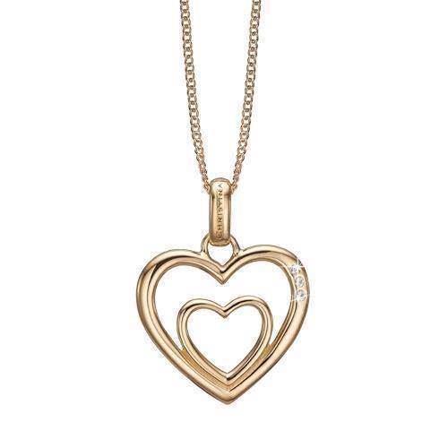 Image of Christina Collect forgyldt sterling sølv Two Open Hearts To åbne hjerter inde i hinanden, med 4 hvide topaz, model 680-G03